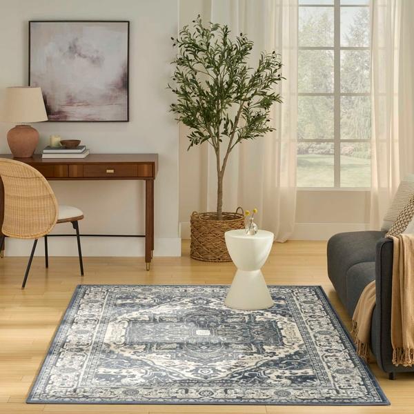 Nourison Quarry Navy Ivory Indoor Only Persian Rug QUA18