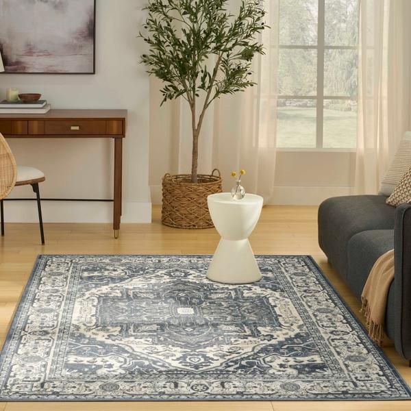 Nourison Quarry Navy Ivory Indoor Only Persian Rug QUA18