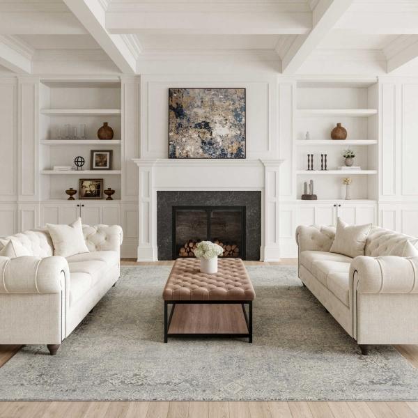 Nourison RUSTIC TEXTURES RUS09 IVORY/LIGHT BLUE AREA RUG