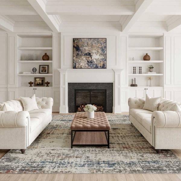 Nourison RUSTIC TEXTURES RUS14 LIGHT GREY MULTI AREA RUG