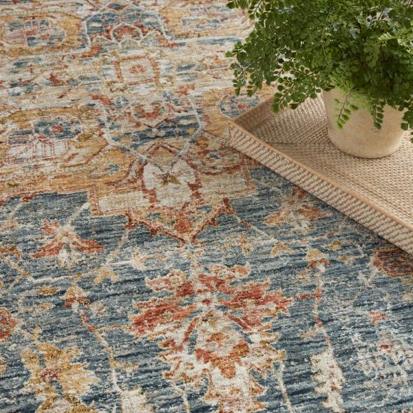 Nourison Sahar Vintage Faded Persian Ivory/Blue Rug SHR06 Home