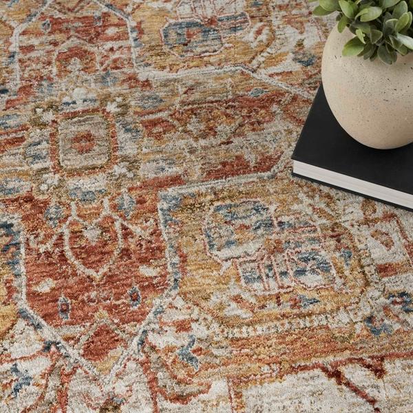 Nourison Sahar Vintage Faded Persian Ivory/Rust Rug SHR06 Home