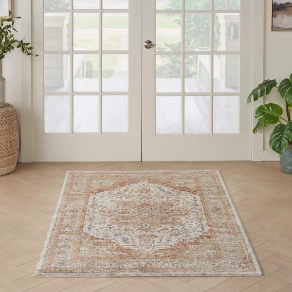 Nourison Sahar Vintage Faded Persian Ivory/Rust Rug SHR06 Home