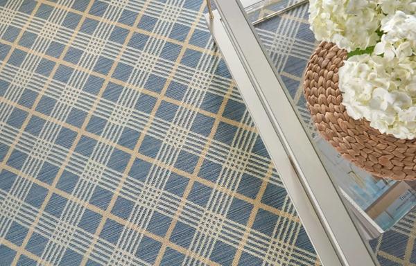 Nourison SANDS POINT COASTAL PLAID CSTPL SURF/IVORY BROADLOOM BROADLOOM CARPET