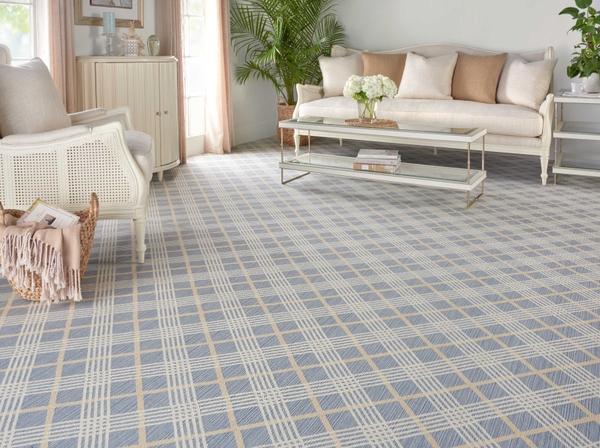 Nourison SANDS POINT COASTAL PLAID CSTPL SURF/IVORY BROADLOOM BROADLOOM CARPET