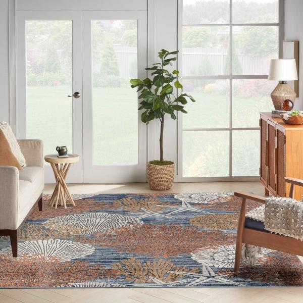 Nourison Seaside Blue Multicolor Indoor Only Nature Rug SDS04 Home
