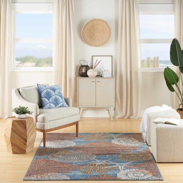 Nourison Seaside Blue Multicolor Indoor Only Nature Rug SDS04 Home
