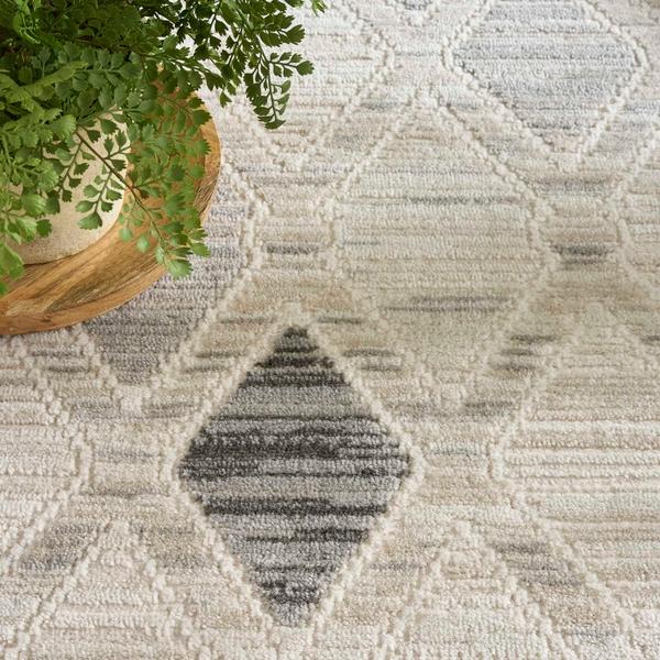 Nourison Serenity Home Beige Grey Indoor Only Geometric Rug SRH08