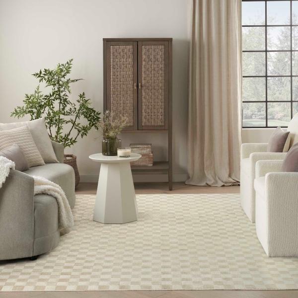 Nourison Serenity Home Beige Indoor Only Geometric Rug SRH10