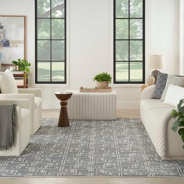 Nourison Serenity Home Blue Ivory Indoor Only Geometric Rug SRH04 Home