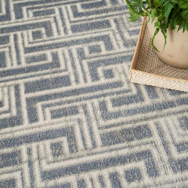 Nourison Serenity Home Blue Ivory Indoor Only Geometric Rug SRH04 Home
