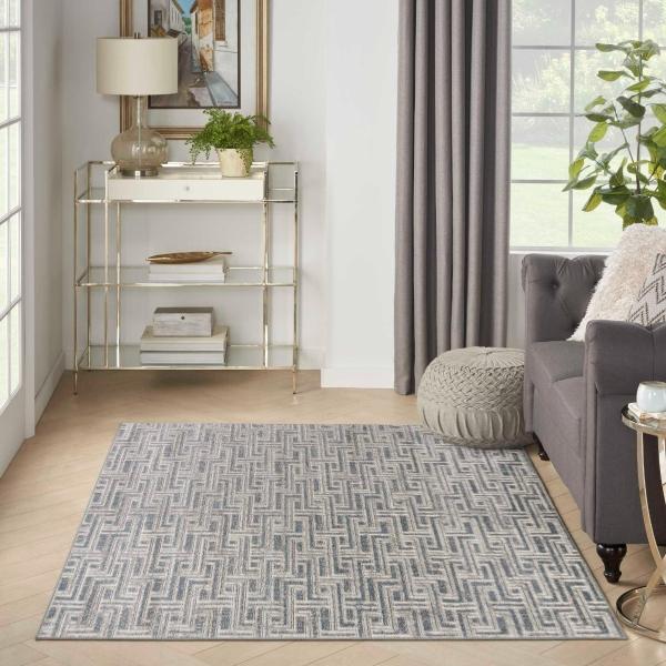 Nourison Serenity Home Blue Ivory Indoor Only Geometric Rug SRH04 Home
