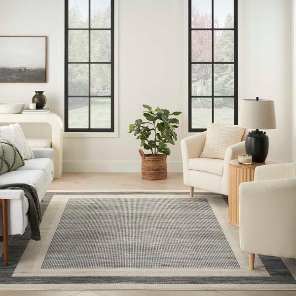 Nourison Serenity Home Grey Ivory Indoor Only Geometric Rug SRH07 Home