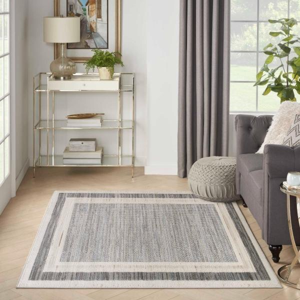 Nourison Serenity Home Grey Ivory Indoor Only Geometric Rug SRH07 Home
