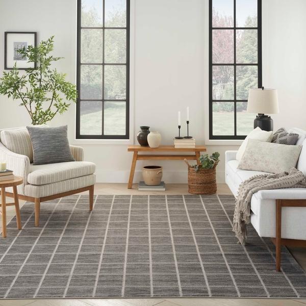 Nourison Serenity Home Grey Ivory Indoor Only Geometric Rug SRH05 Home