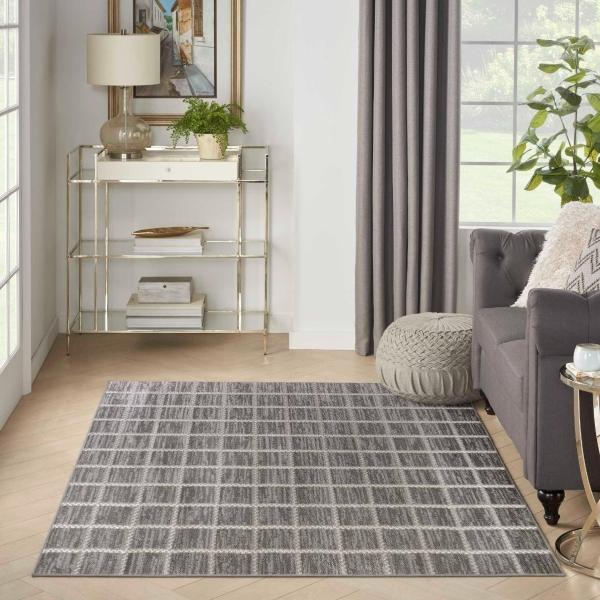 Nourison Serenity Home Grey Ivory Indoor Only Geometric Rug SRH05 Home