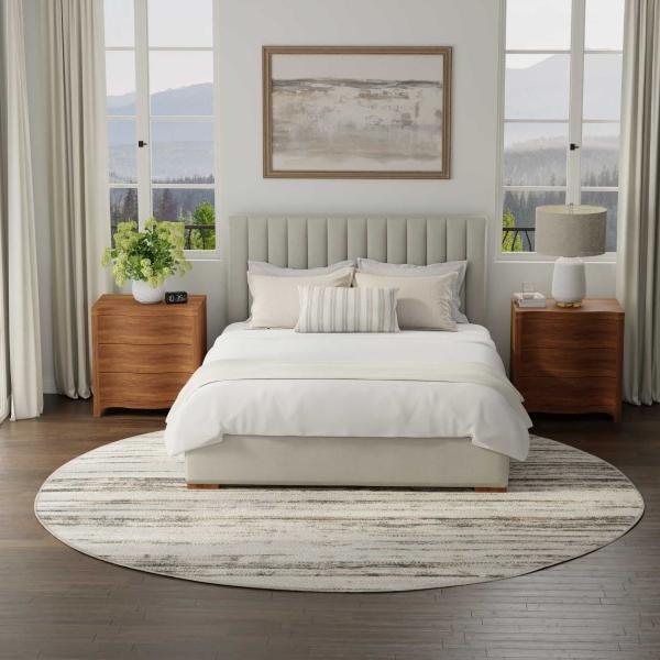 Nourison Serenity Home Ivory Beige Indoor Only Abstract Rug SRH03