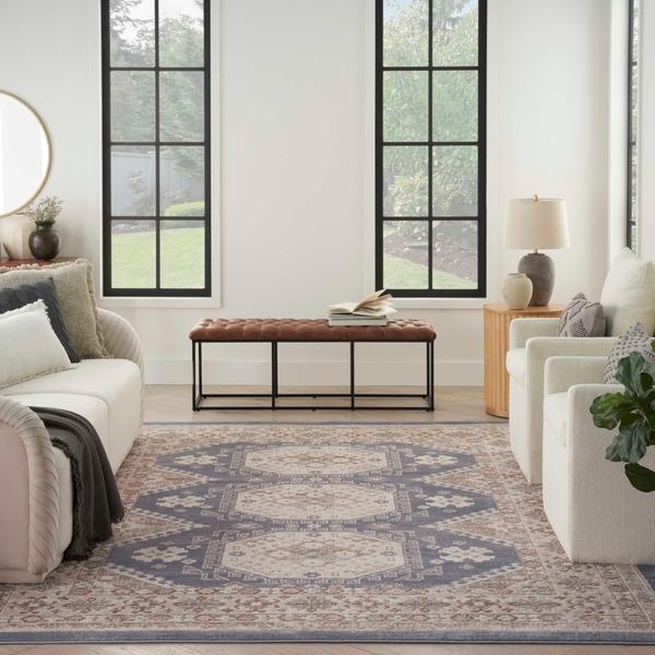 Nourison Serenity Home Ivory Blue Indoor Only Persian Rug SRH01 Home