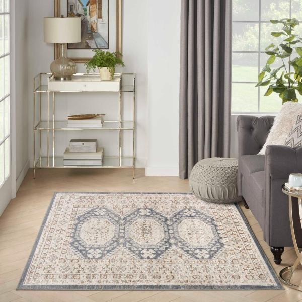 Nourison Serenity Home Ivory Blue Indoor Only Persian Rug SRH01 Home