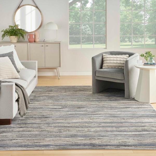 Nourison Serenity Home Ivory Grey Blue Indoor Only Abstract Rug SRH03 Home
