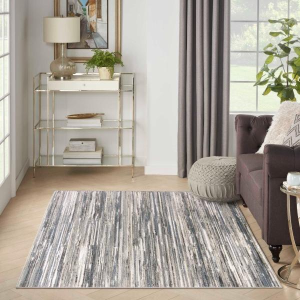 Nourison Serenity Home Ivory Grey Blue Indoor Only Abstract Rug SRH03 Home