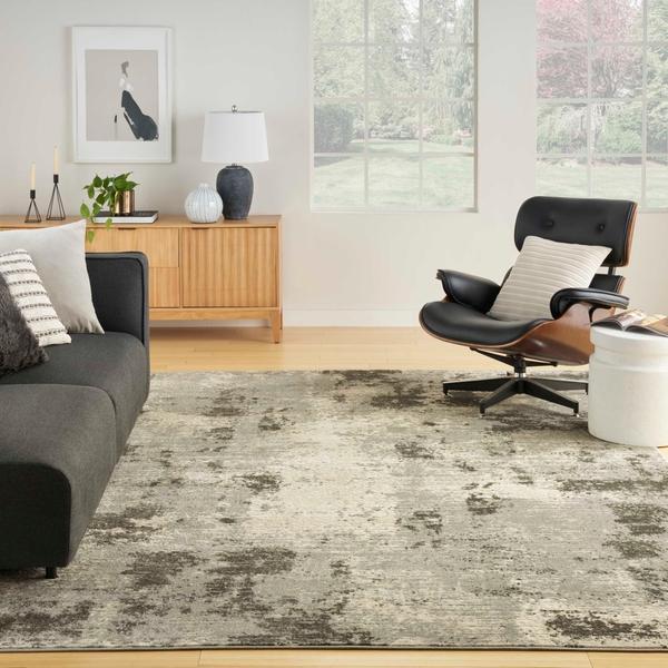Nourison Serenity Home Ivory Grey Indoor Only Abstract Rug SRH06 Home