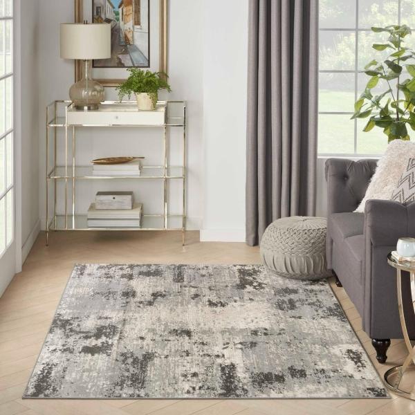 Nourison Serenity Home Ivory Grey Indoor Only Abstract Rug SRH06 Home
