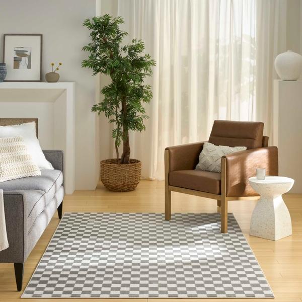 Nourison Serenity Home Ivory Grey Indoor Only Geometric Rug SRH09