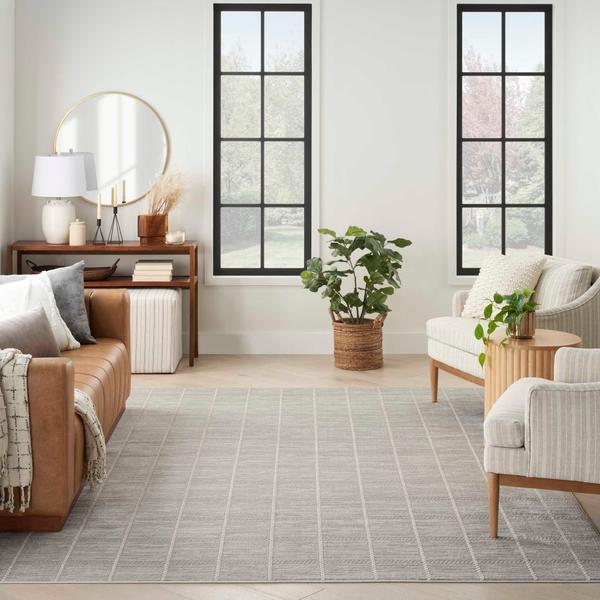 Nourison Serenity Home Light Grey Indoor Only Geometric Rug SRH05 Home