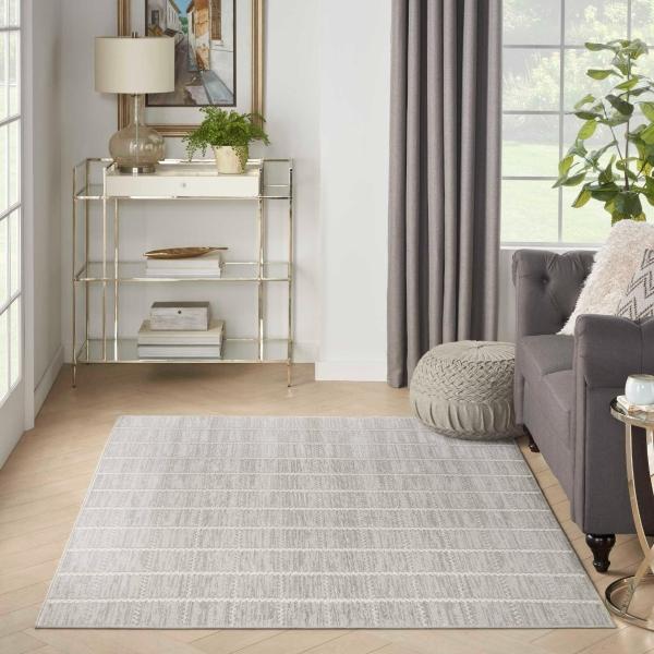 Nourison Serenity Home Light Grey Indoor Only Geometric Rug SRH05 Home