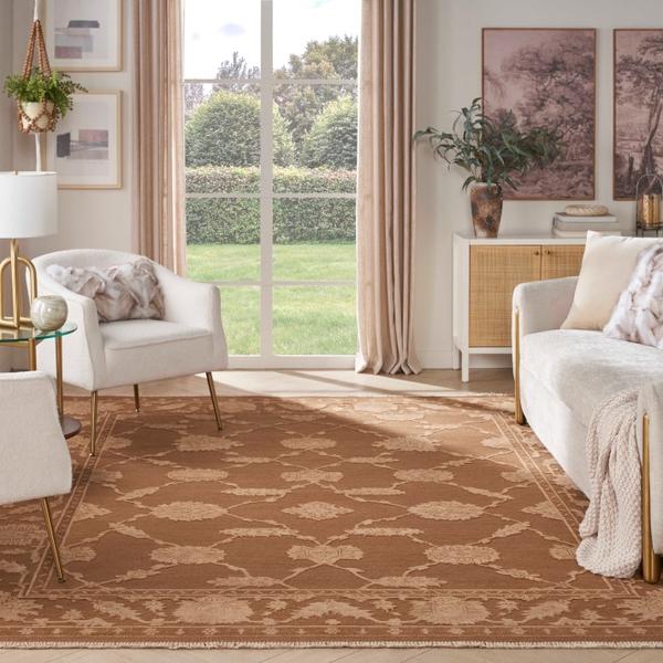 nourison Silk Pointe Brown Indoor only Floral Rug SKP1
