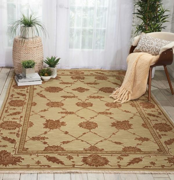 nourison Silk Pointe Green Indoor only Floral Rug SKP1