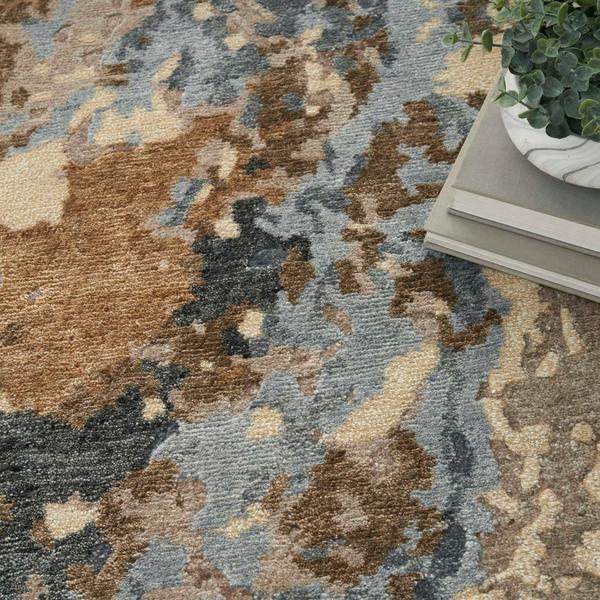 Nourison Silk Shadows Beige Blue Indoor Only Abstract Rug SHA23 Home