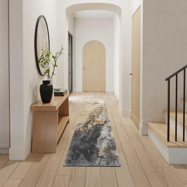 Nourison Silk Shadows Beige Blue Indoor Only Abstract Rug SHA23 Home
