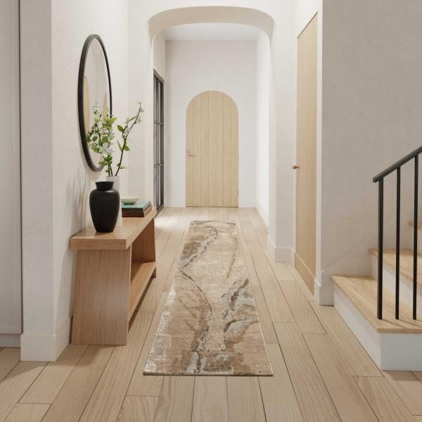 Nourison Silk Shadows Beige Silver Indoor Only Abstract Rug SHA24 Home