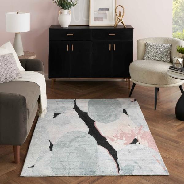 Nourison Silk Shadows Blue Pink Indoor Only Abstract Rug SHA25 Home