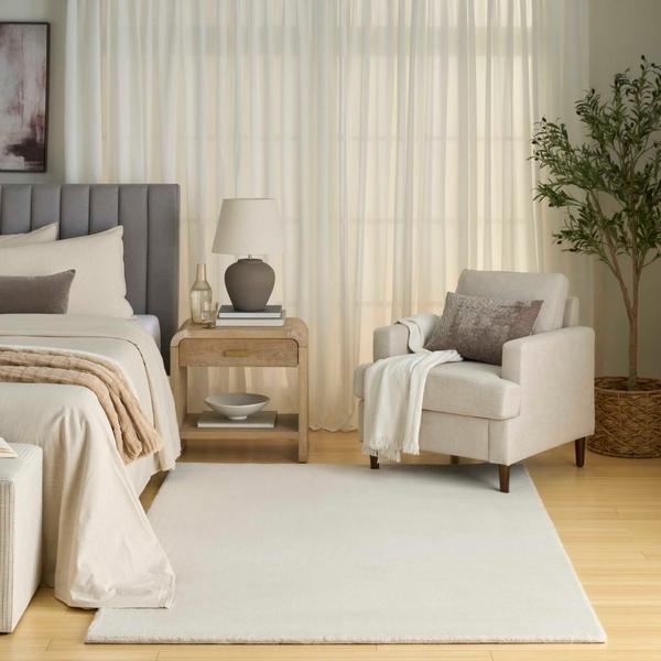 nourison Soft Plush Rabbit Fur Beige Indoor only Solid Rug SFF01