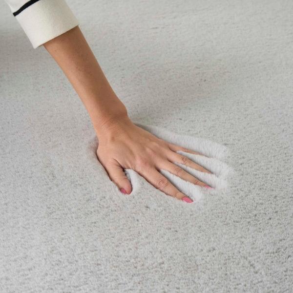Nourison Soft Plush Rabbit Fur Silver Indoor Only Solid Rug SFF01