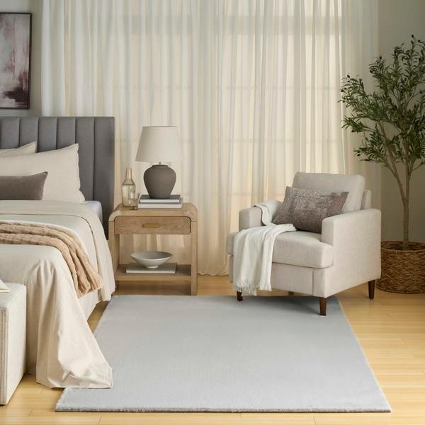 nourison Soft Plush Rabbit Fur Silver Indoor only Solid Rug SFF01