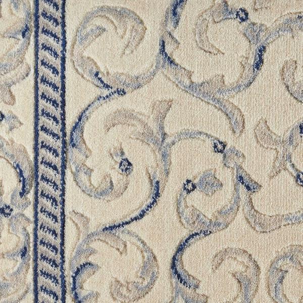 nourison SOMERSET SCROLLWORK ST02 IVORY/BLUE RUNNER BROADLOOM CARPET