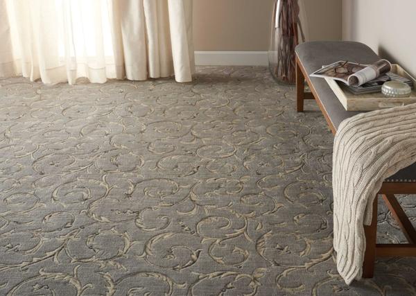 nourison SOMERSET SCROLLWORK ST02 SILVER BROADLOOM BROADLOOM CARPET