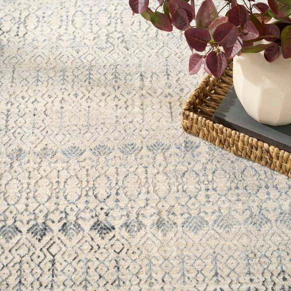 Nourison Sultana Ivory Blue Indoor Only Moroccan Rug SLL04
