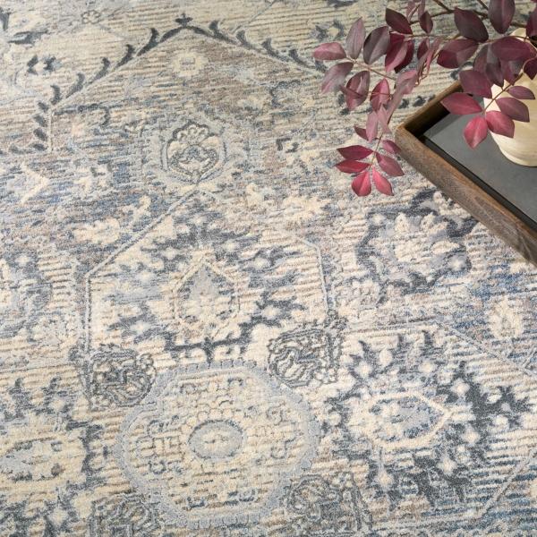 Nourison Sultana Ivory Blue Indoor Only Persian Rug SLL06