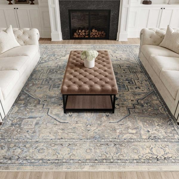 Nourison Sultana Ivory Blue Indoor Only Persian Rug SLL06