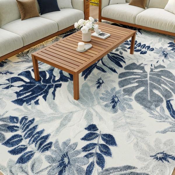 Nourison Suncoast Blue Indoor/Outdoor Floral Rug SNC02