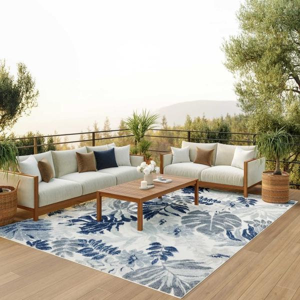 nourison Suncoast Blue Indoor/Outdoor Floral Rug SNC02