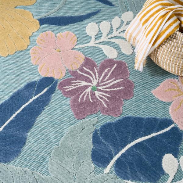 Nourison Suncoast Blue Multicolor Indoor/Outdoor Floral Rug SNC01