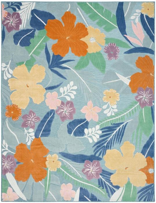 Nourison Suncoast Blue Multicolor Indoor/Outdoor Floral Rug SNC01
