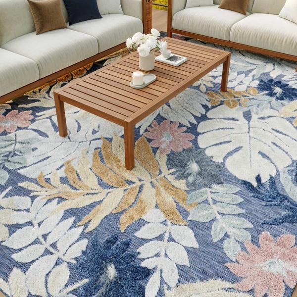 Nourison Suncoast Denim Multi Indoor/Outdoor Floral Rug SNC02