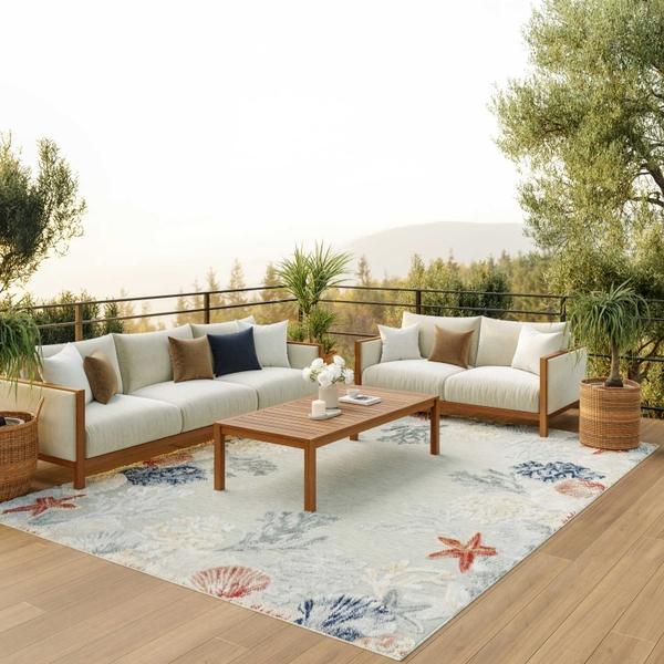 nourison Suncoast Grey Multicolor Indoor/Outdoor Nature Rug SNC04